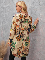 Rolled Tab Sleeve Plants Print Tunic Top