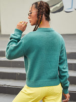 Drop Shoulder Floral Pattern Sweater