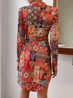 Paisley & Floral Print Belted Shirt Dress