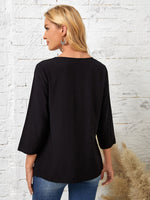 V-neck Embroidery Detail Top