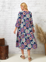 Mandala Print Flounce Sleeve Dress