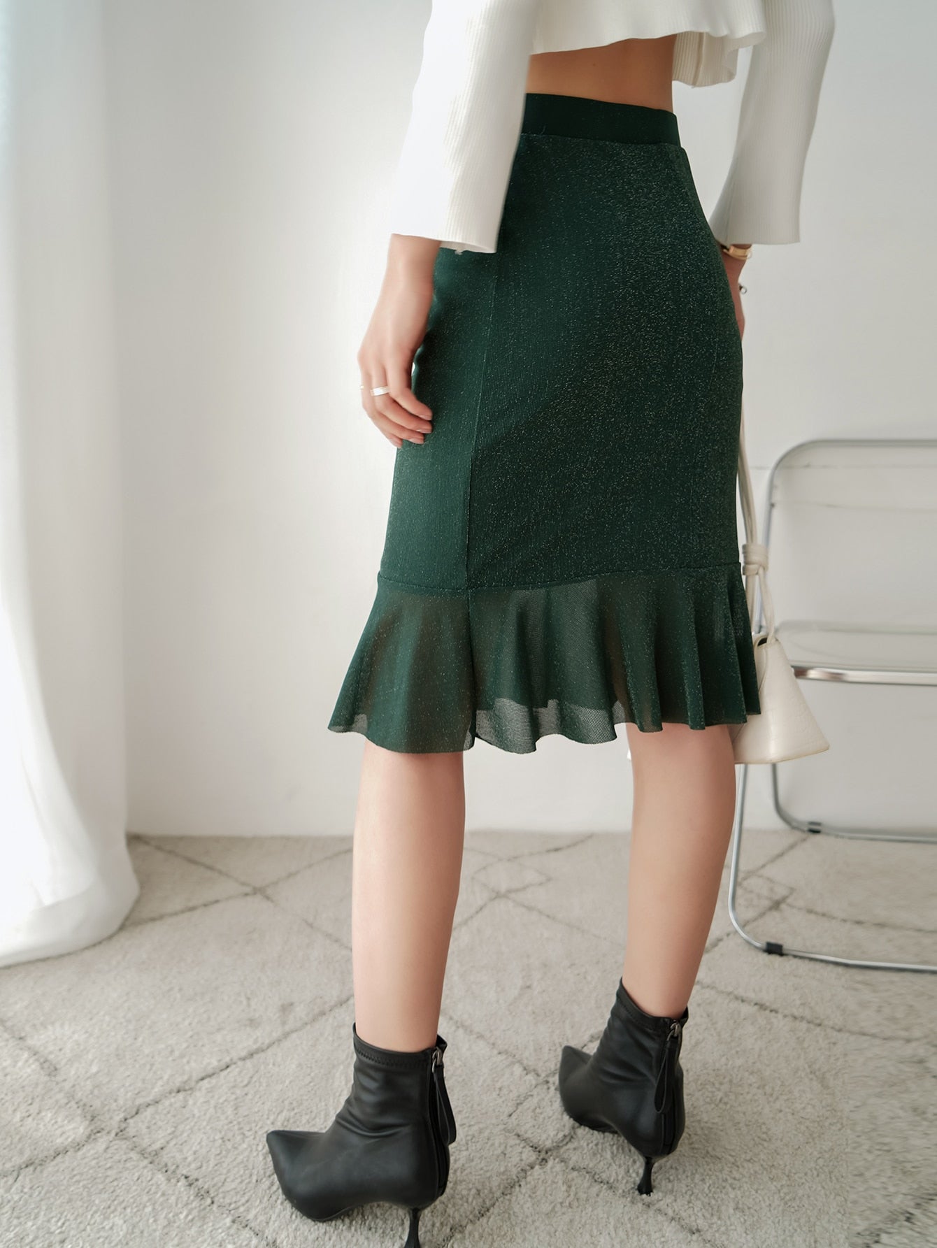 Solid High Waist Mermaid Skirt