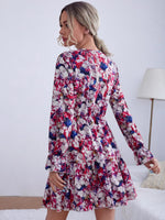 Floral Surplice Front Ruffle Hem Dress