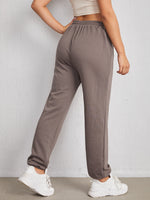 Patched Detail Drawstring Waist Sweatpants