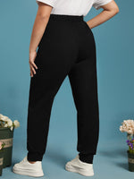 Plus Sheep & Letter Graphic Drawstring Waist Sweatpants