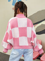 Mock Neck Buffalo Pattern Dolman Sleeve Sweater