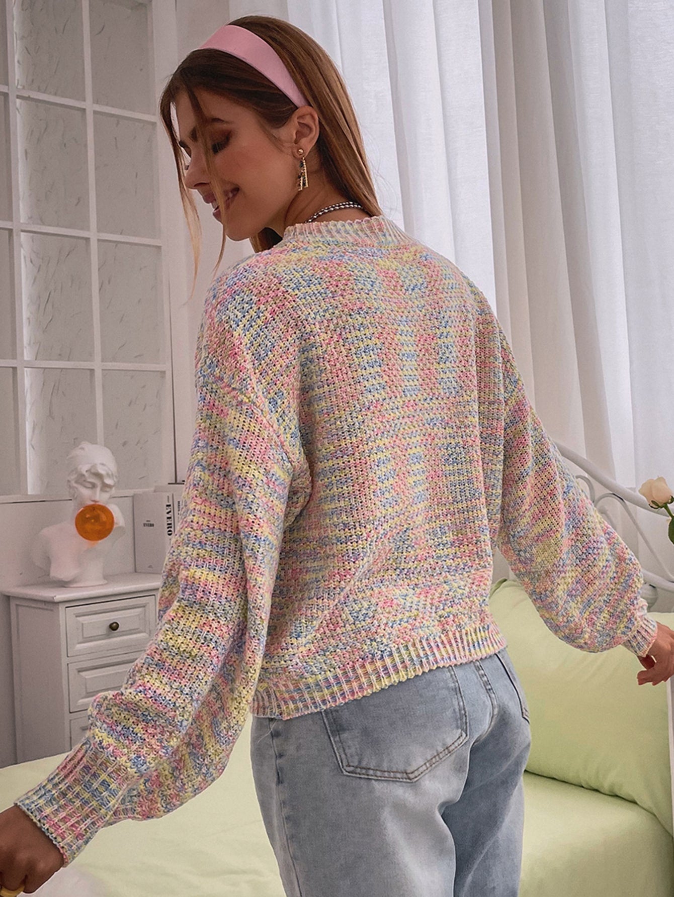 Lantern Sleeve Space Dye Sweater