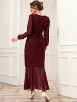 Swiss Dot Belted Mermaid Hem Dress