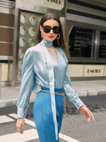 Solid Cut Out Satin Blouse