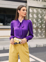 Solid Tie Neck Blouse