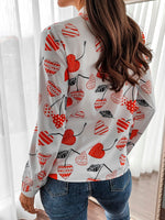 Heart print Button Front Blouse