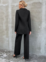 Lace Insert Single Button Blazer With Tailored Pants
