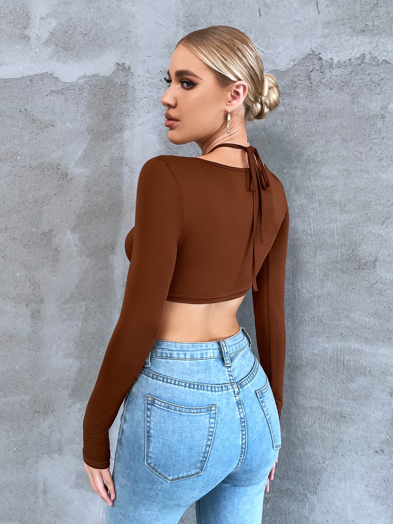 Lace Up Front Crop Tee