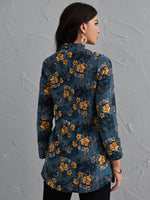 Floral Print Tie Neck Blouse Without Belt