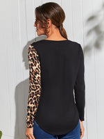 Sequin Panel Leopard Print Tee