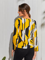 Geo Print Notched Neck Blouse