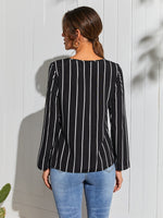 Vertical Stripe Round Neck Blouse