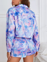 Flap Detail Tie Dye Jacket and Shorts Set