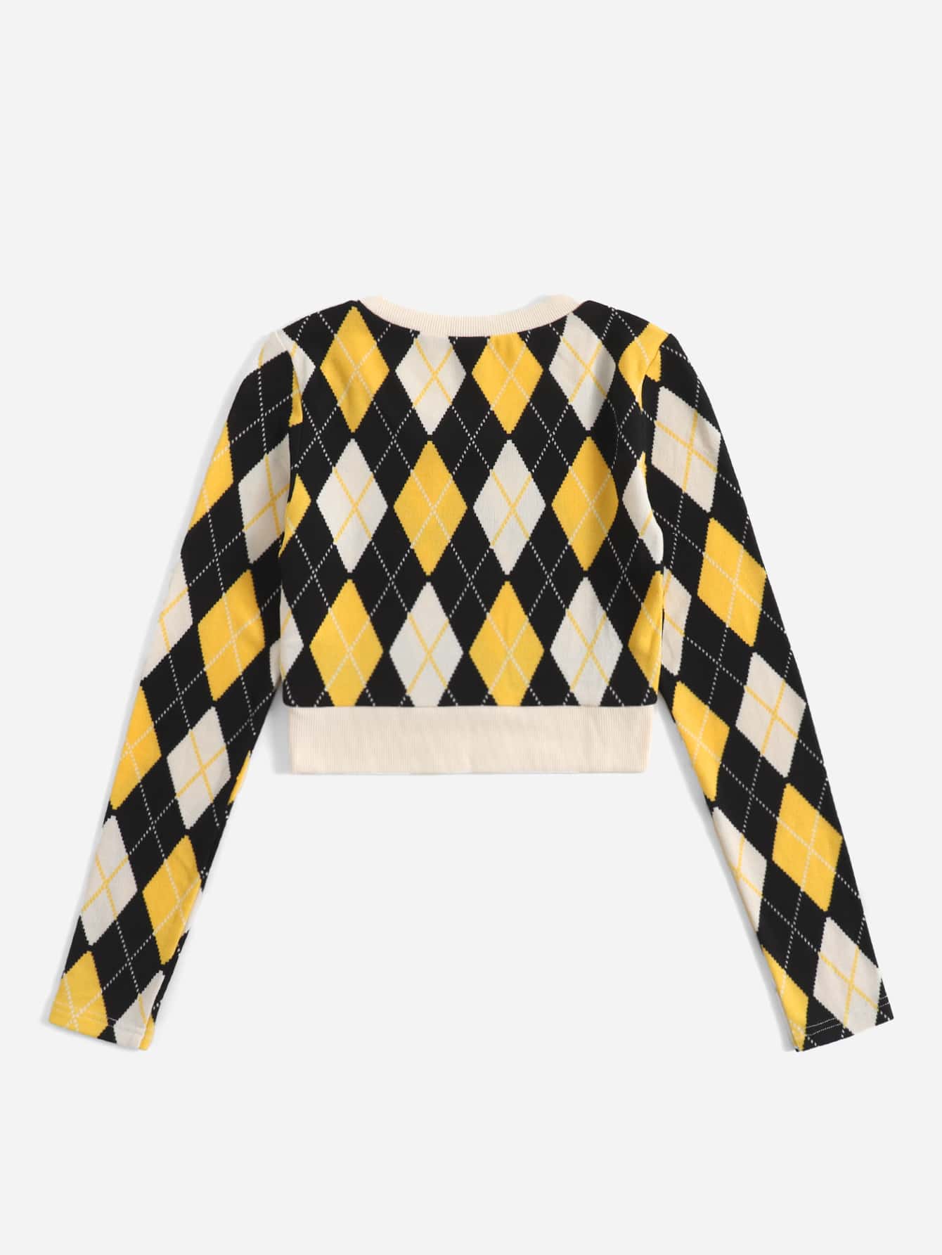 Argyle Print Round Neck Tee