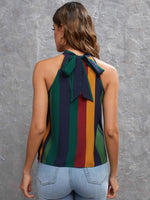 Tie Back Colorblock Geo Halter Top