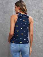 Butterfly Print Tie Back Halter Top