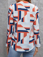 Notch Neck Geo Print Top