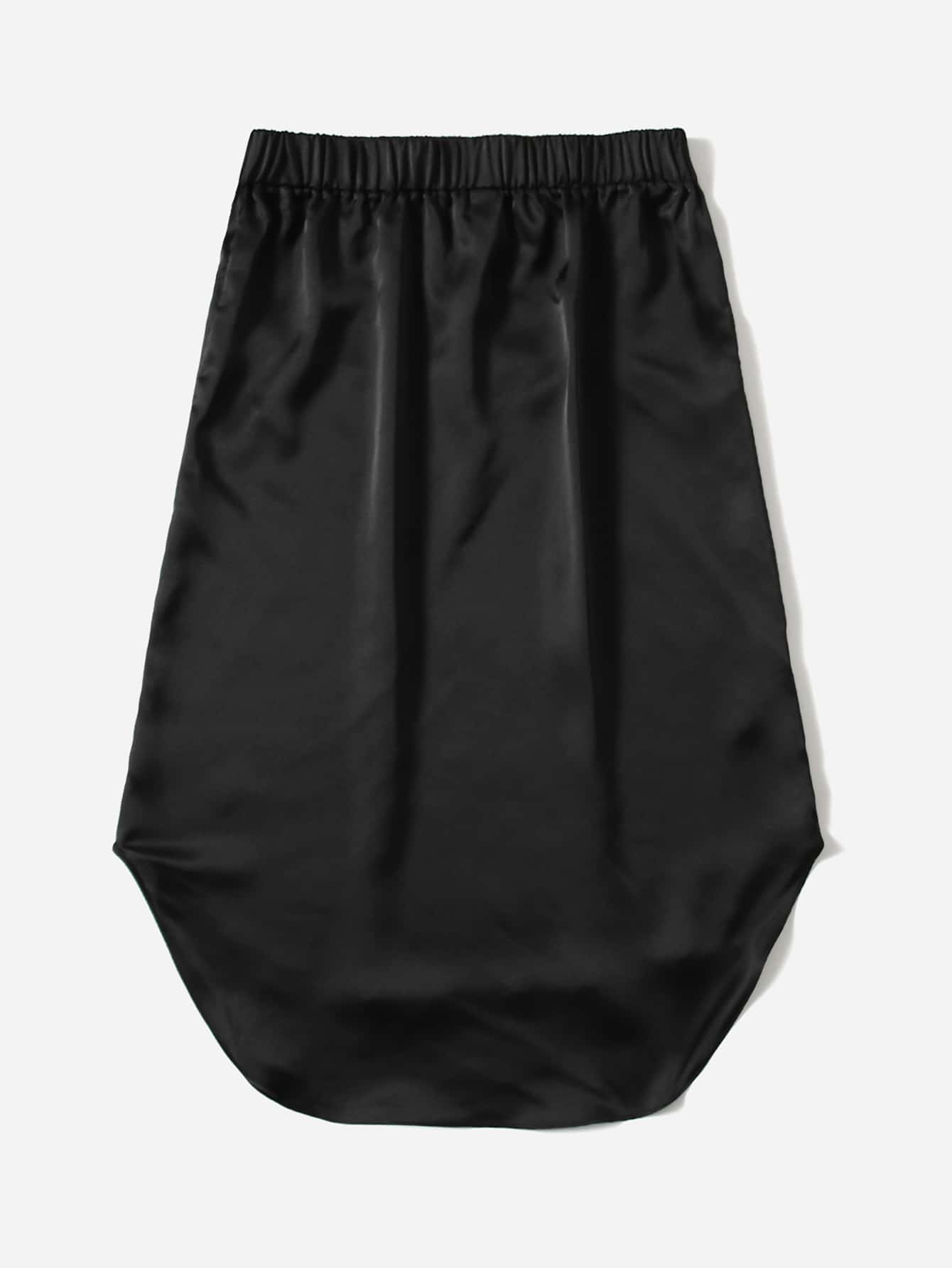 High Waist Solid Satin Skirt