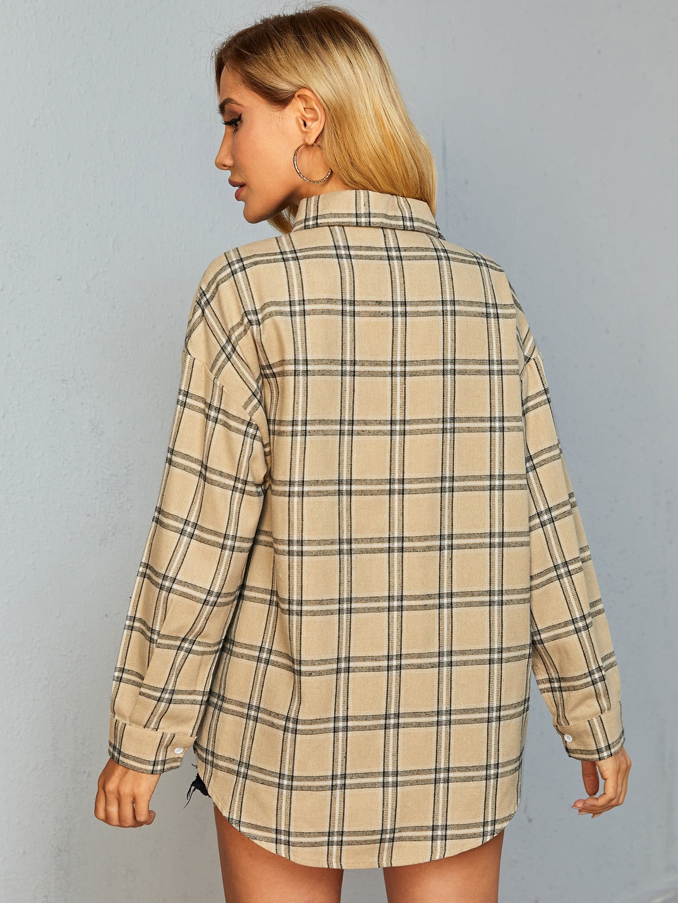 Single Breasted Plaid Blouse
