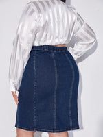 Plus High Waist Denim Skirt