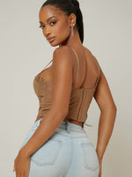 Binding Detailing Bustier-Style Cami Crop Top