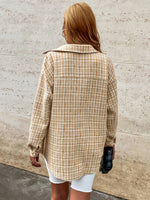 Drop Shoulder Plaid Tweed Overcoat