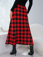 Plaid High Waist Knit Skirt