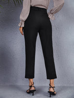 Solid Belted Tailored Pants