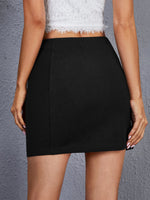 Zip Front Asymmetrical Hem Skirt