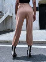 Solid High Elastic Waist Sweatpants