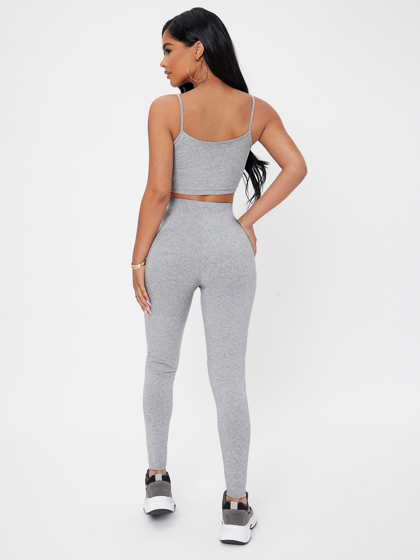 Marled Cami Crop Top & Tie Front Leggings Set