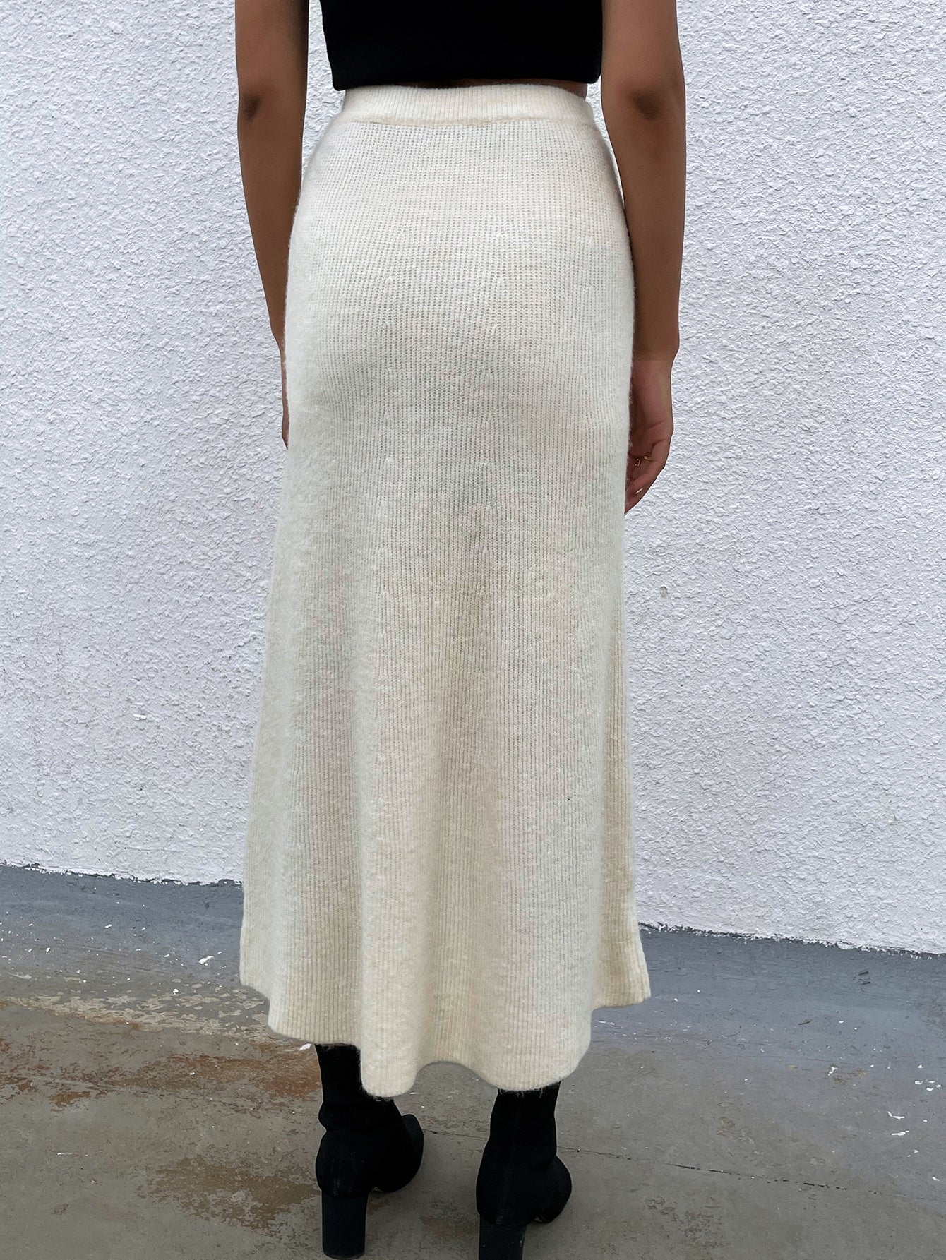 Rib Knit High Waist Knit Skirt