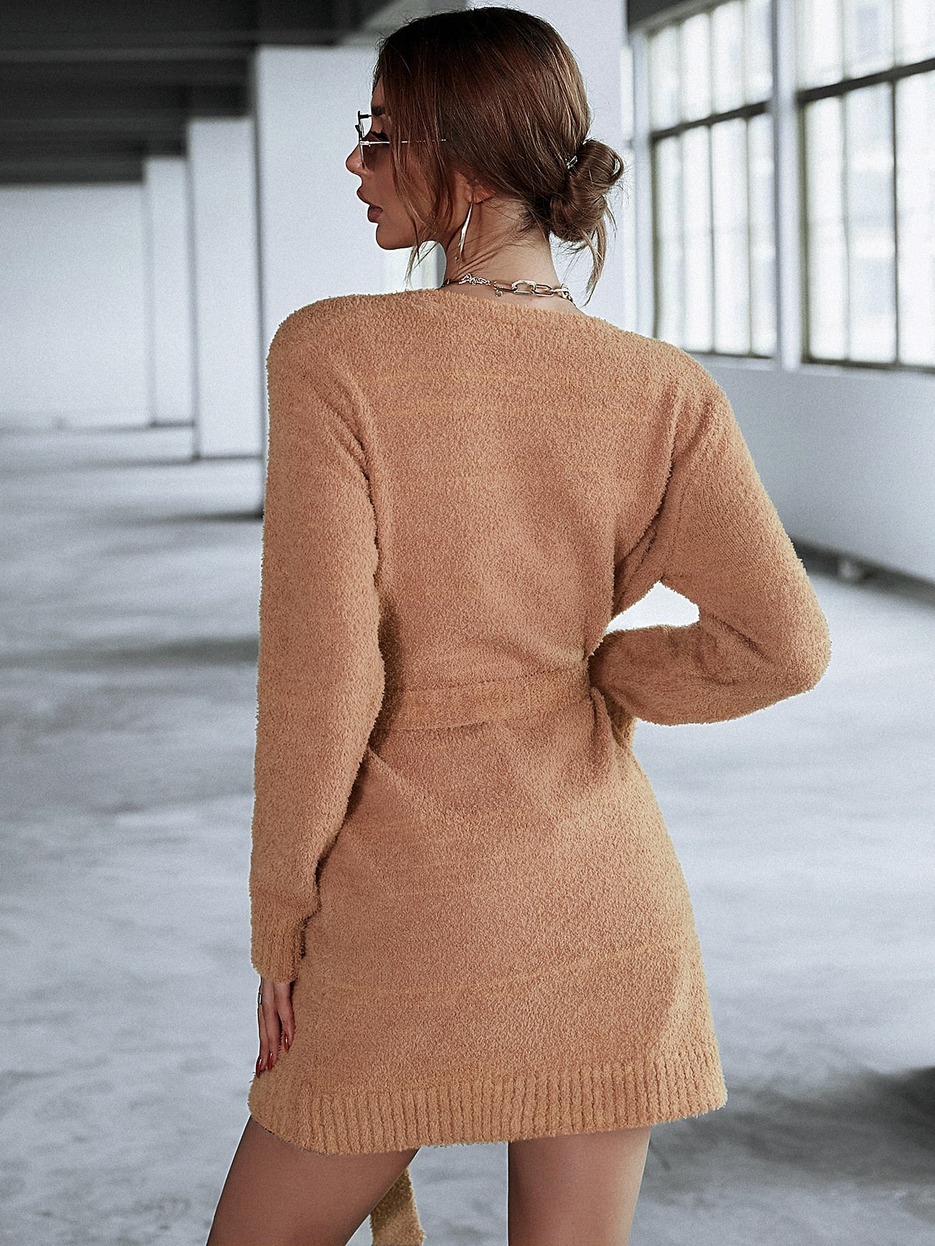 Double Pocket Open Front Belted Cardigan