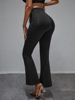Lace Up High Waisted Flare Leg Pants
