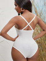 Criss Cross Back Rib-knit Cami Bodysuit