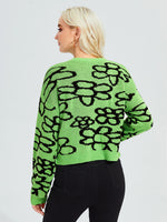 Floral Pattern Drop Shoulder Sweater