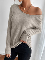Crisscross Lace Trim Marled Knit Tee