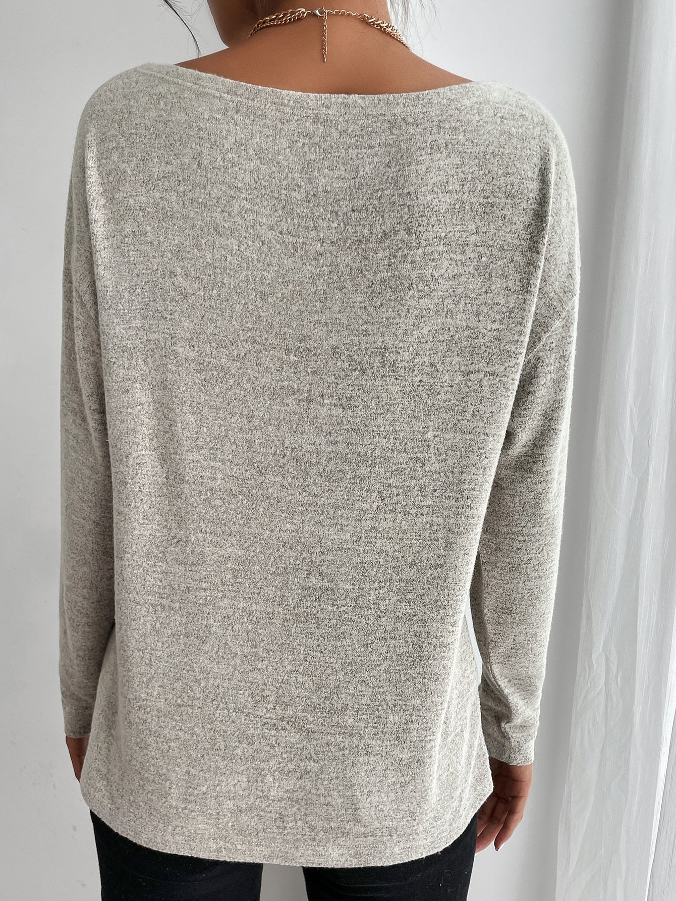 Drop Shoulder Marled Knit Tee