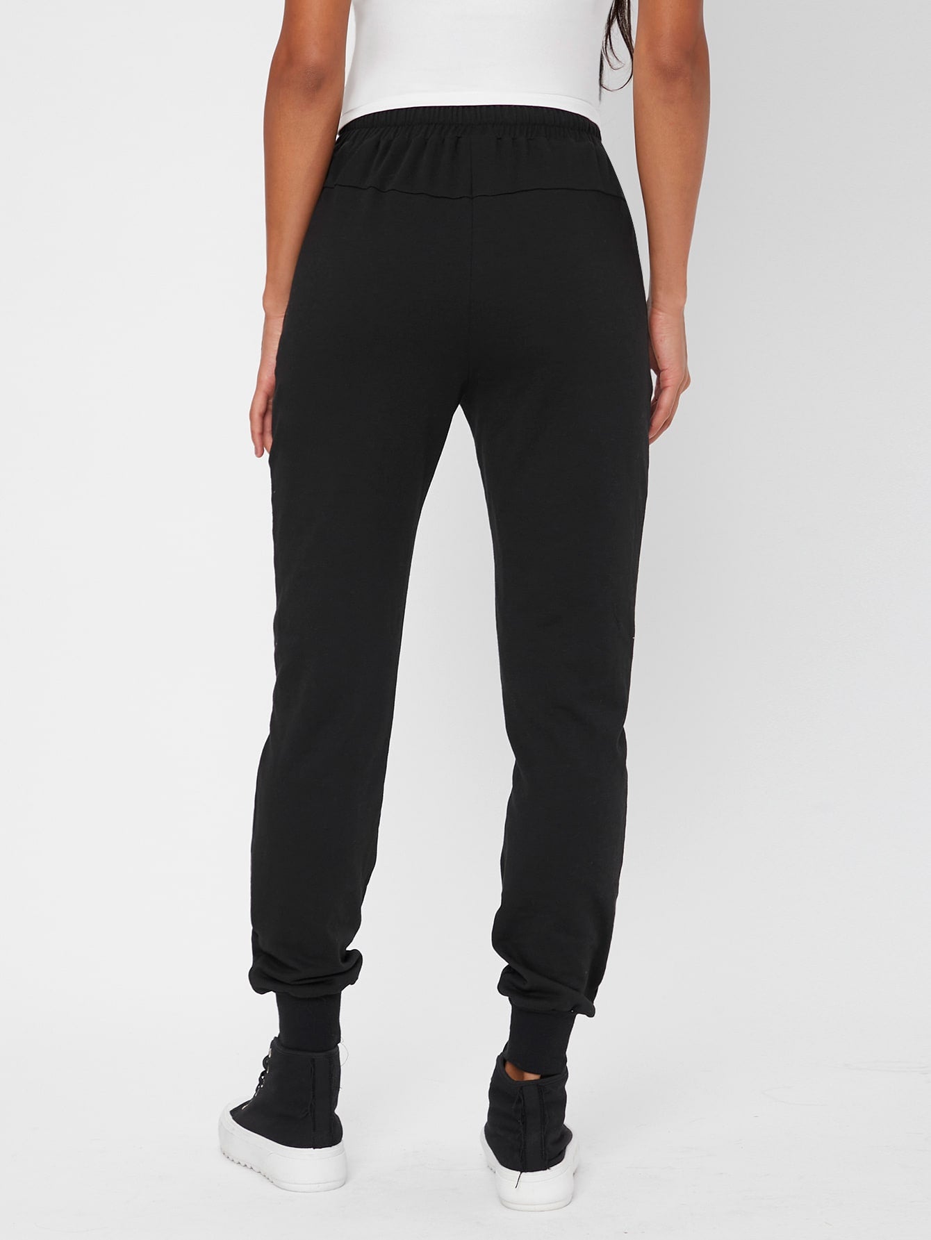 Drawstring Waist Solid Sweatpants