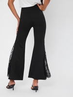 High Waist Contrast Lace Flare Leg Pants