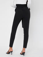 Solid Ruffle Trim Belted Pants