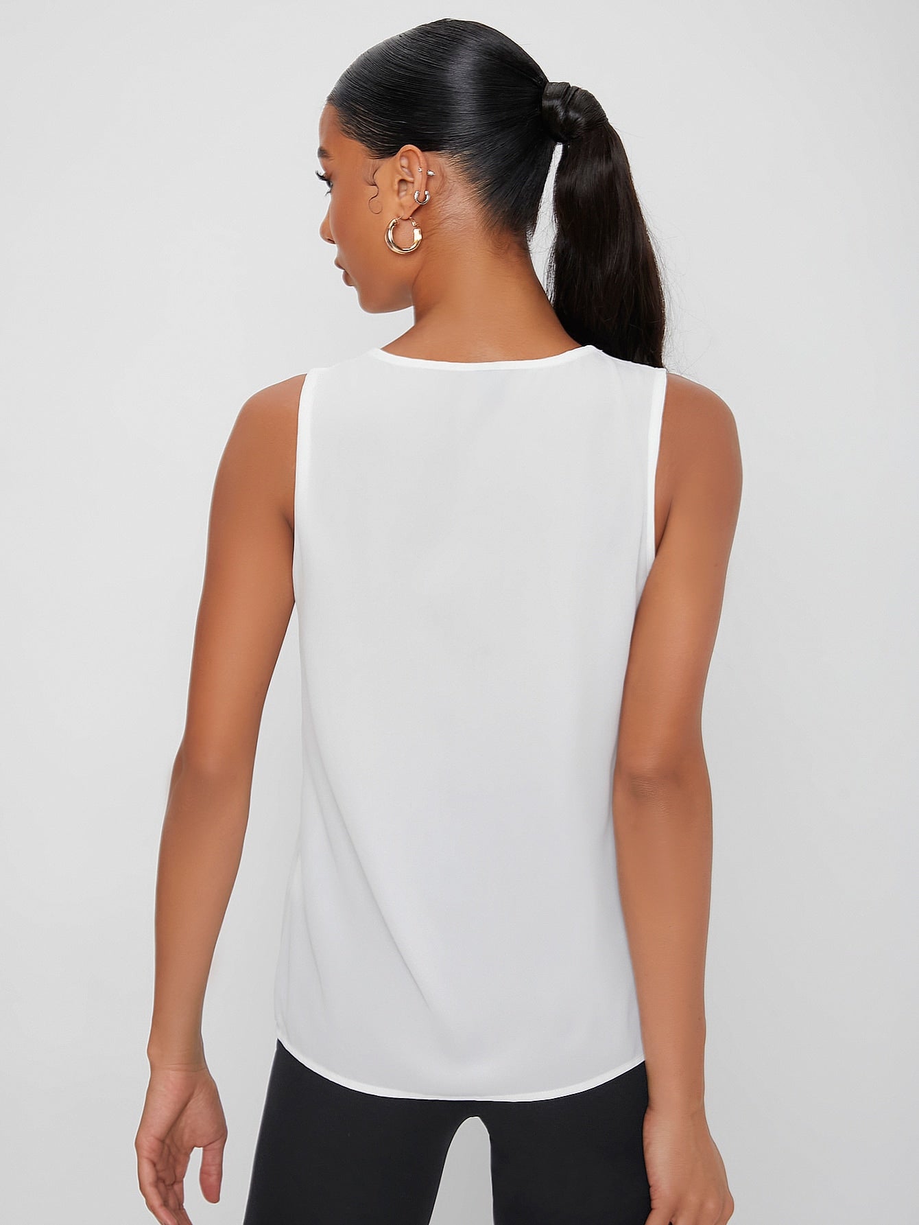 V Neck Ruched Solid Top