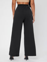 Solid Drawstring Waist Wide Leg Sweatpants