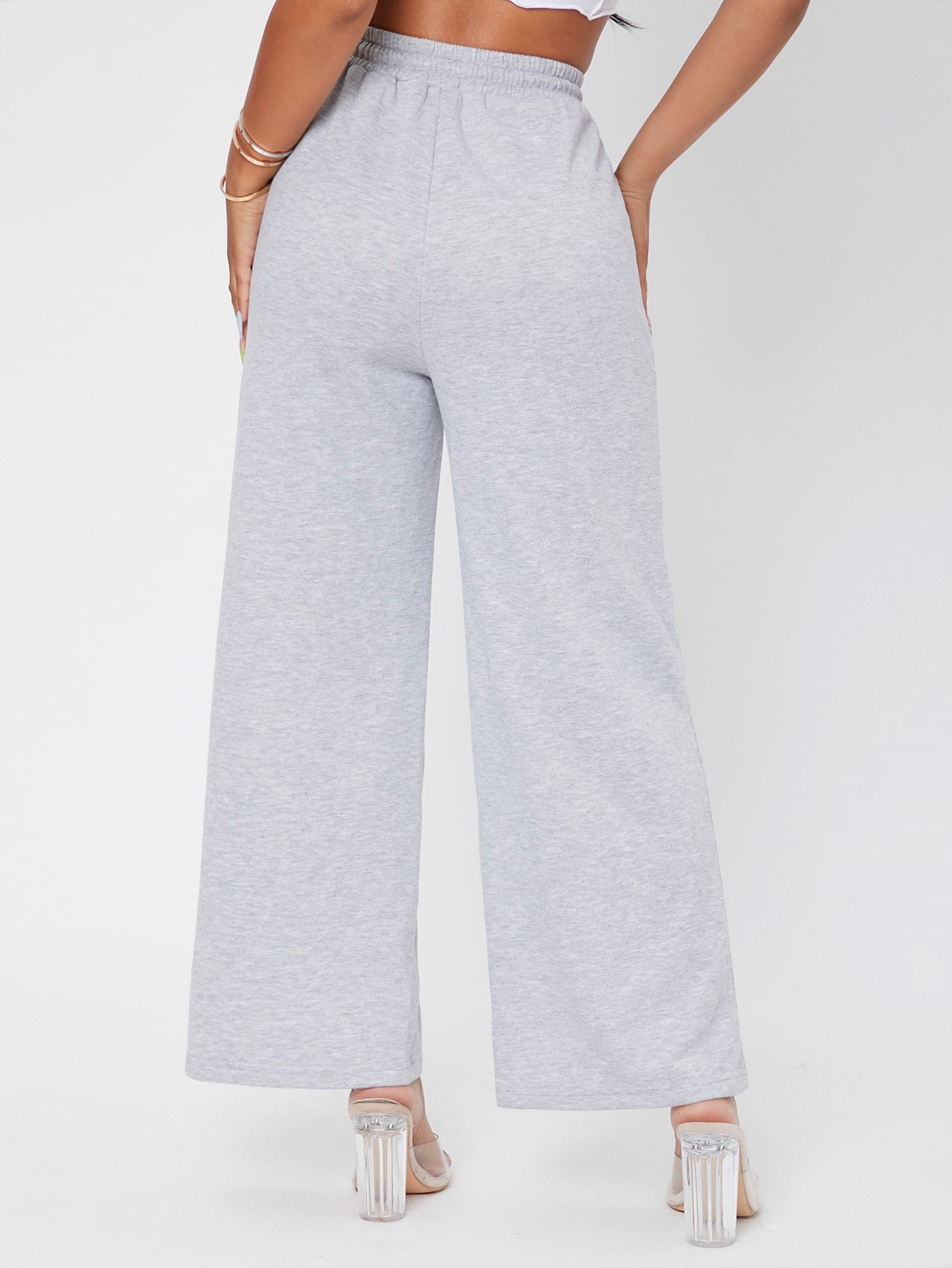 Drawstring Waist Wide Leg Sweatpants