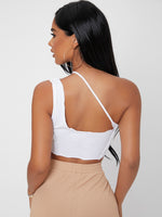 Solid Asymmetrical Neck Crop Top